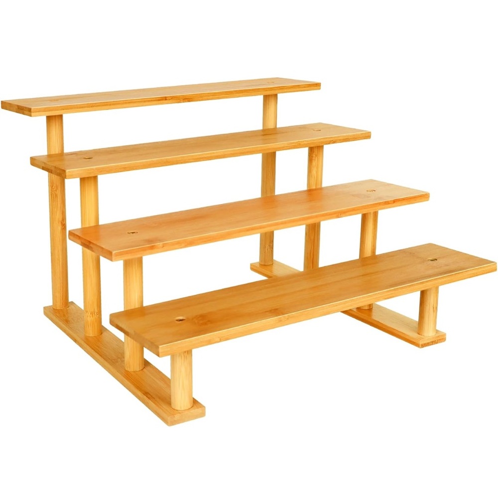 Four-Tier Natural Wood Display Stand